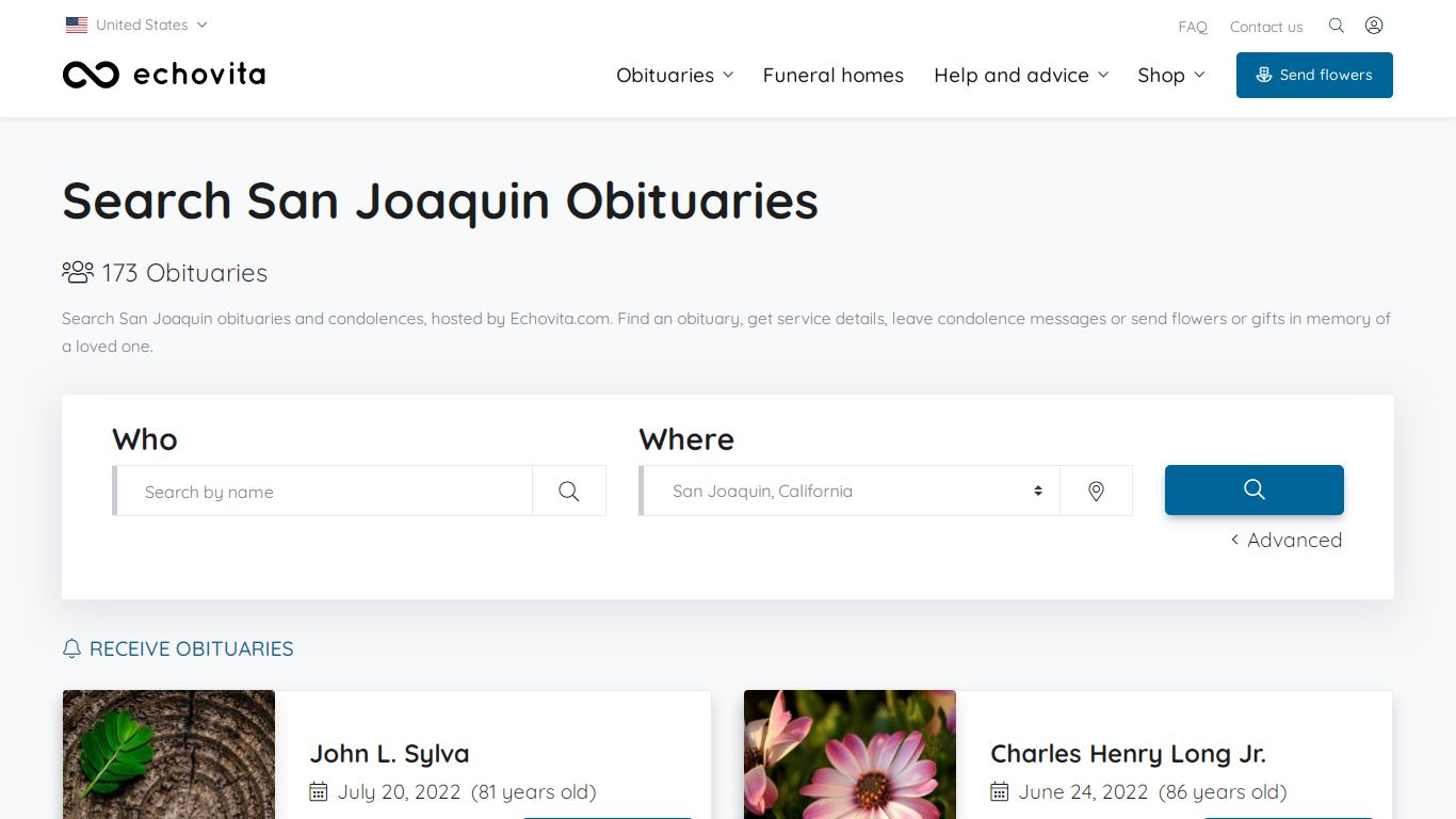 San Joaquin Obituaries - Latest Obituaries in San Joaquin, CA - Echovita
